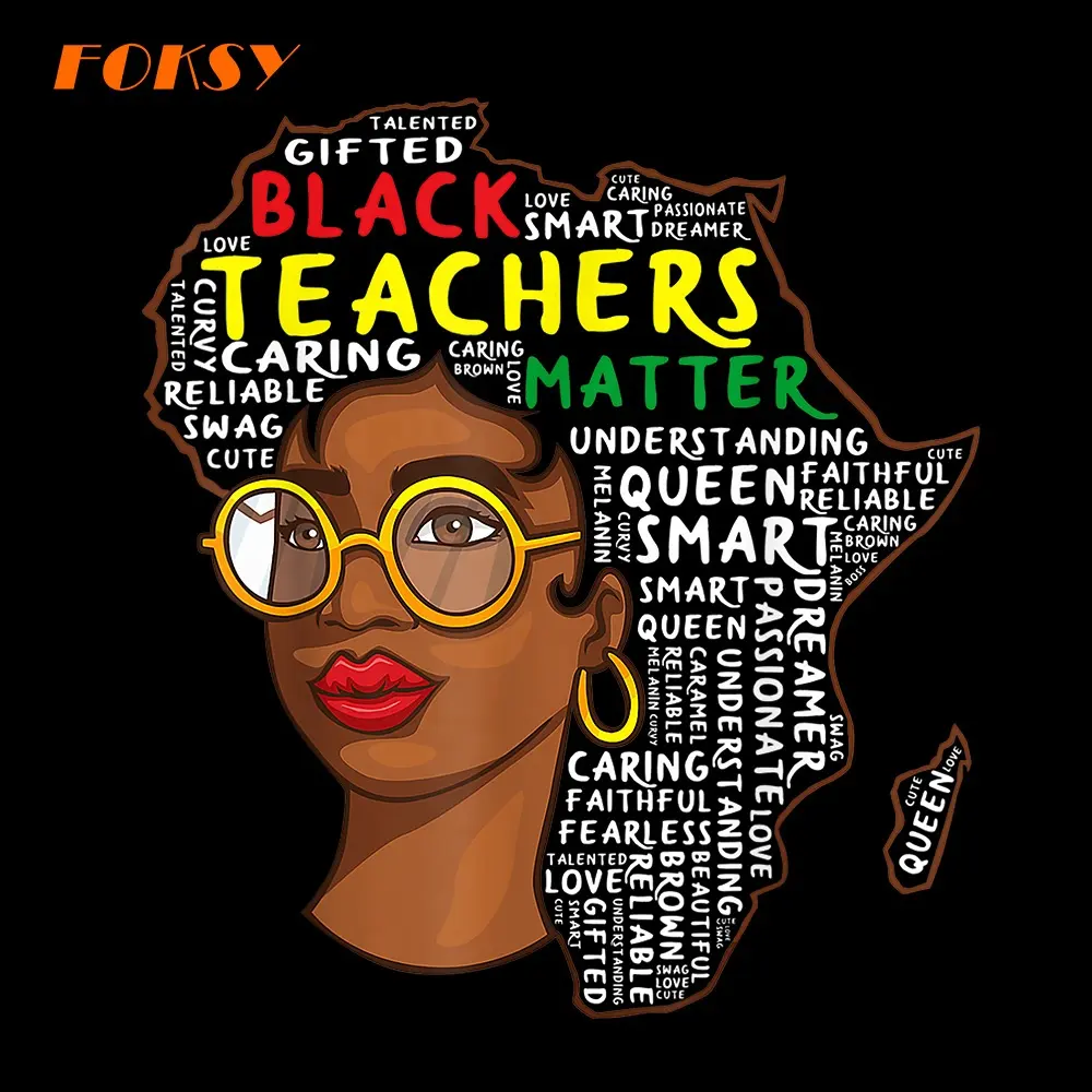 בנות אפריקה מפת מורים שחור ההיסטוריה חודש מדבקת נשים מוטיב Plastisol חום עיתונות העברת עבור חולצה
