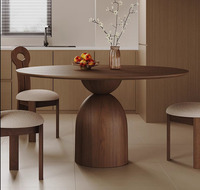 Meubles de restaurant, table à manger avec base en bois et plateau en bois pour salle à manger
