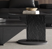 Juego de Mesa de Centro de Estilo Italiano, Ligero y Lujoso, con Forma de Triángulo Invertido, Mesa Auxiliar Cuadrada de Diseño Minimalista para Sala de Estar, con Marco de Madera