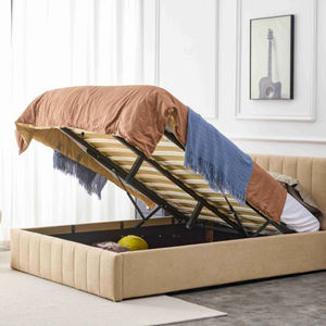 Cama tapizada King Size de lujo con iluminación LED integrada y USB - Product Image 3