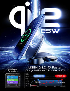 แท่นชาร์จไร้สายระบบแม่เหล็ก Qi2.2 25W ของ Lisen พร้อมอะแดปเตอร์45W แท่นชาร์จเร็วแบบ3 in 1สำหรับ <span class=keywords><strong>iPhone</strong></span> 17 16 PRO MAX Watch - Product Image 3