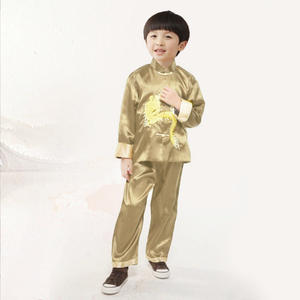Traje Tang para Niño, Bordado Vintage de Dragón, Ropa de Kung Fu, Cuello Mao Chino, Conjunto Casual de 2 Piezas (Camisa y Pantalones), Disfraces de <span class=keywords><strong>Película</strong></span> - Product Image 3