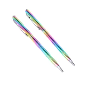 Wholesale Custom Logo Gradient Iridescent Rainbow Color Metal Gift Pen Ballpoint Pens