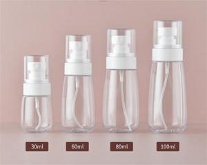 Difusor de botella de spray de plástico vacío transparente Juego de mini botellas de viaje de niebla fina 30/60/80/100ml de líquido Contenedores recargables pequeños - Product Image 2