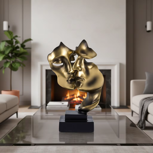 Prix d'usine, décoration moderne pour la maison, <span class=keywords><strong>sculpture</strong></span> en résine, visages d'amoureux, le silence est d'or, figurine de <span class=keywords><strong>couple</strong></span>, statue, ornement, artisanat en résine - Product Image 3