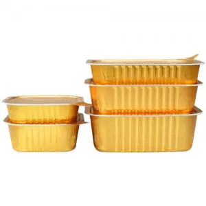 Gold Aluminum Foil Pans Cake Pan With Lid Aluminum Food Containers With Lids Disposable Microwave Safe Cookware For BBQ