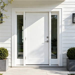 ประตูทางเข้ากระจกสีขาวสไตล์โมเดิร์นมินิมอล – ไฟเบอร์กลาส + พีวีซี ทนทานต่อสภาพอากาศและป้องกันรังสียูวี พร้อมกรอบและตัวล็อค - Product Image 4