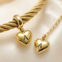 Ensemble de colliers personnalisés en acier inoxydable avec initiales en forme de cœur, pendentif lettre A-Z, chaîne, bracelet, bijoux unisexe