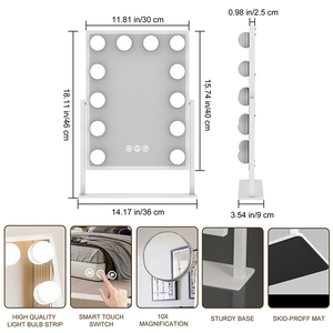 Gương mỹ phẩm để bàn vuông lớn với đèn LED làm mờ vô hạn tính năng một mặt cho các nghệ sĩ trang điểm-Cửa hàng nhà máy - Product Image 6