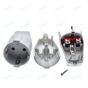 Enchufe de Tierra Europeo de 16A 250V, Tipo F <span class=keywords><strong>Schuko</strong></span>, Enchufe <span class=keywords><strong>Hembra</strong></span> Reutilizable para Cable de Extensión de Corriente DIY - Product Image 5