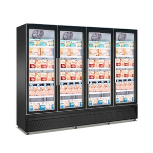 Congelatori Commerciali a 4 Porte in Vetro, Vetrina Verticale per Gelati, Congelatore per Supermercati, Espositore Refrigerato per Negozi - Product Image 1