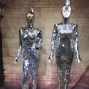 Combinaison à paillettes miroir pour femmes, avec masque scintillant, costume pour Cosplay, bal de promo, boîte de nuit, chanteur DS Show, body Sexy - Product Image 1