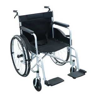 รถเข็นคนพิการแบบพับได้สำหรับผู้พิการรถเข็นเหล็กแบบแมนนวลทนทานและสะดวก