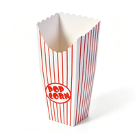 Boîtes à popcorn jetables rayées rouge et blanc, à bords festonnés, pour l'emballage de pop-corn de cinéma ou de fêtes