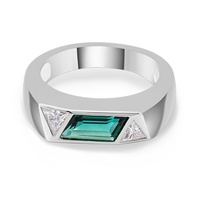 Bague en émeraude de culture pour homme avec moissanite taille triangle VVS, bijoux fantaisie en or véritable 18k/10k