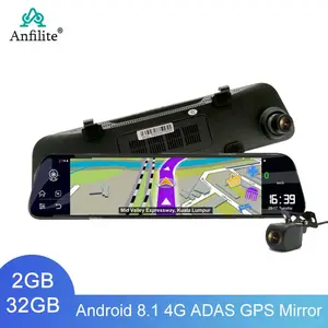 2GB + 32GB لوحة جهاز تسجيل فيديو رقمي للسيارات 3 في 1 مسجل فيديو 12 "الروبوت 8.1 الرؤية الخلفية كاميرا مرآة Dashcam 4G WIFI GPS أداس Registrator