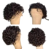 Perruques Courtes Pixie Curls 100% Cheveux Humains 13x4 13x1 Lace Frontal, Perruque Courte Bob Pixie en Cheveux Humains, Perruque Transparente Lace Front en Cheveux Humains