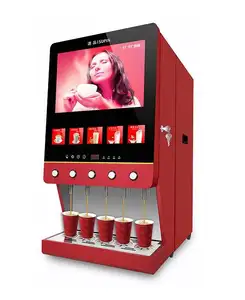 E-50S 5 Falvours Hot Coffee And Milk Tea Vending Machine With LED Light Advertising Box Instant coffee machine commercial