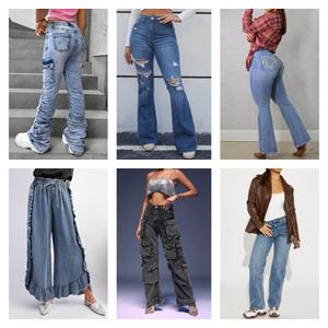 Clearance Hot Selling Damen High Waisted Loose Fit Modische Jeans Lange Hosen Straight Leg Damen Jeans Zufällig Versand - Product Image 2