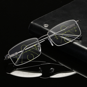 Nuevas Gafas de Lectura Multifocales Progresivas Modernas con Montura Metálica Semi-aro y Protección Anti Luz Azul para Hombre - Product Image 1