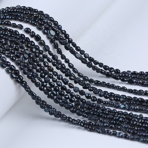 4-5 мм Окрашенный черный цвет барокко россыпью оптом пресноводный жемчуг в нитке ювелирные изделия - Product Image 1