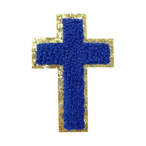 Prêt à expédier des patchs brodés en croix bord doré paillettes étincelle 3D bouffée patchs chrétiens pour vêtements sac chapeau décoration - Product Image 3