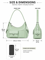 Sac à bandoulière pour femme OEM personnalisé, sac rétro sous le bras, sac en PU multi-poches, fermeture éclair, design urbain et simple