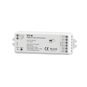 Skydance 12v-24vdc V5-M 15A 5 kênh điện áp không đổi Led điều khiển RGB + CCT rf2.4g không dây thông minh chiếu sáng Led điều khiển - Product Image 1