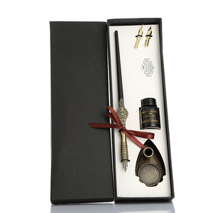 Ensemble de bouteilles à encre style rétro classique, stylo fontaine pour écriture européenne, calligraphie anglaise, papeterie, avec boîte cadeau, livraison directe - Product Image 3