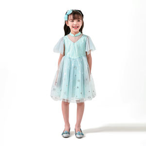 Vestido <span class=keywords><strong>de</strong></span> Fiesta <span class=keywords><strong>de</strong></span> Algodón para Niña, Estilo Princesa, con Lentejuelas, Mangas Abullonadas <span class=keywords><strong>de</strong></span> Gasa, Perlas, para Halloween, Televisión/Película - Product Image 1