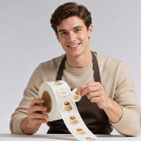 Étiquettes d'emballage en rouleau en papier lin texturé de qualité supérieure avec bordure estampée or pour boulangeries artisanales et emballages de pain