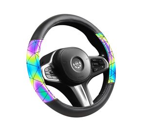 Funda <span class=keywords><strong>para</strong></span> <span class=keywords><strong>Volante</strong></span> Deportiva Antideslizante de Fibra de Carbono y Cuero PU con Apariencia Reflectante Láser que Cambia con la Luz Solar - Product Image 4