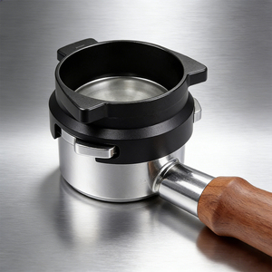 Imbuto dosatore espresso personalizzato con design anti-trabocco, in lega di alluminio con anello di fissaggio, adatto per macchine da <span class=keywords><strong>caffè</strong></span> da 51, <span class=keywords><strong>54</strong></span>, 58 mm - Product Image 2