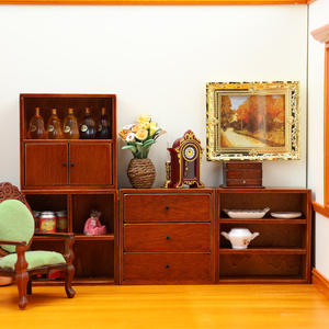 Doll House Miniature Furniture Wooden <strong>Drawer</strong> Wardrobe Display Cabinet - Product Image 3