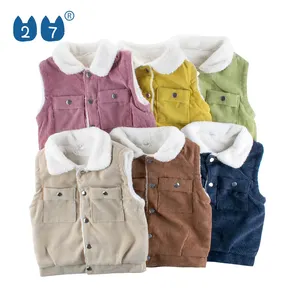 Bambini Bambini Senza Maniche Gilet Giacche Calde Trapuntato Cappotto di Velluto A Coste Gilet Fodera in Inverno I Ragazzi Outwear Giacca