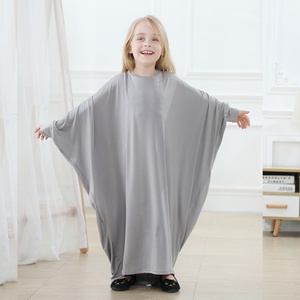 6379# Cute Kids Girls Prayer Abaya Dress Bat Sleeve Loose Long Gown Muslim Outfits Children Islamic Clothing - Product Image 2