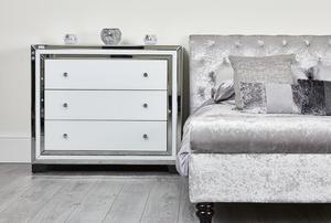 SWT White Glass Mirrored <strong>3</strong> <strong>Drawer</strong> Elegent Venetian <strong>Chest</strong> <strong>of</strong> <strong>Drawer</strong> Mirror Cabinet for Bedroom - Product Image 2