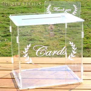 thick luxury clear custom acrylic wedding card box with lock square acrylic suggestion ballot box candy charity donation box