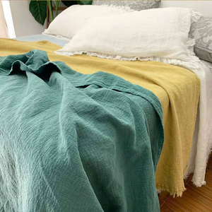 Couverture polyvalente en lin et mousseline de coton fait à la main avec <span class=keywords><strong>bord</strong></span> en <span class=keywords><strong>laine</strong></span> épaisse et lourde - Product Image 6