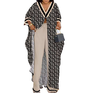 <span class=keywords><strong>Ensemble</strong></span> <span class=keywords><strong>tunique</strong></span> à manches amples et col en V avec <span class=keywords><strong>pantalon</strong></span> à cordon de serrage - Product Image 6