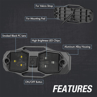 Luz LED de Techo Interior para Auto de 12V con Lente de Humo Blanco y Verde, Luz Ambiental de Lectura para UTV, RV, SUV y Camiones