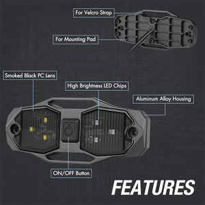 Lumière d'ambiance LED <span class=keywords><strong>de</strong></span> lecture <span class=keywords><strong>de</strong></span> carte pour intérieur <span class=keywords><strong>de</strong></span> voiture 12V, avec lentille fumée blanche et verte, pour UTV, VR, SUV, camions - Product Image 4