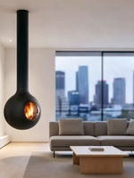 Chimenea Ecológica para Villa, Electrónica, de Carbón/Atomización/Etanol/Leña, Moderna para Hotel, Colgante de 600/700 mm