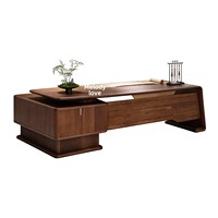 LBZ-320X Nouveau bureau de direction en forme de L de style chinois avec armoire latérale en bois massif de noyer noir d'Amérique du Nord pour PDG/Directeur général