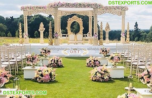 Mandapam de Boda India con Temática Dorada, Mandapam de Boda Sri Lankesa, Grandioso Mandapam para Boda Tamil, Decoración de Mandapam para Eventos de Boda en el Reino Unido - Product Image 5