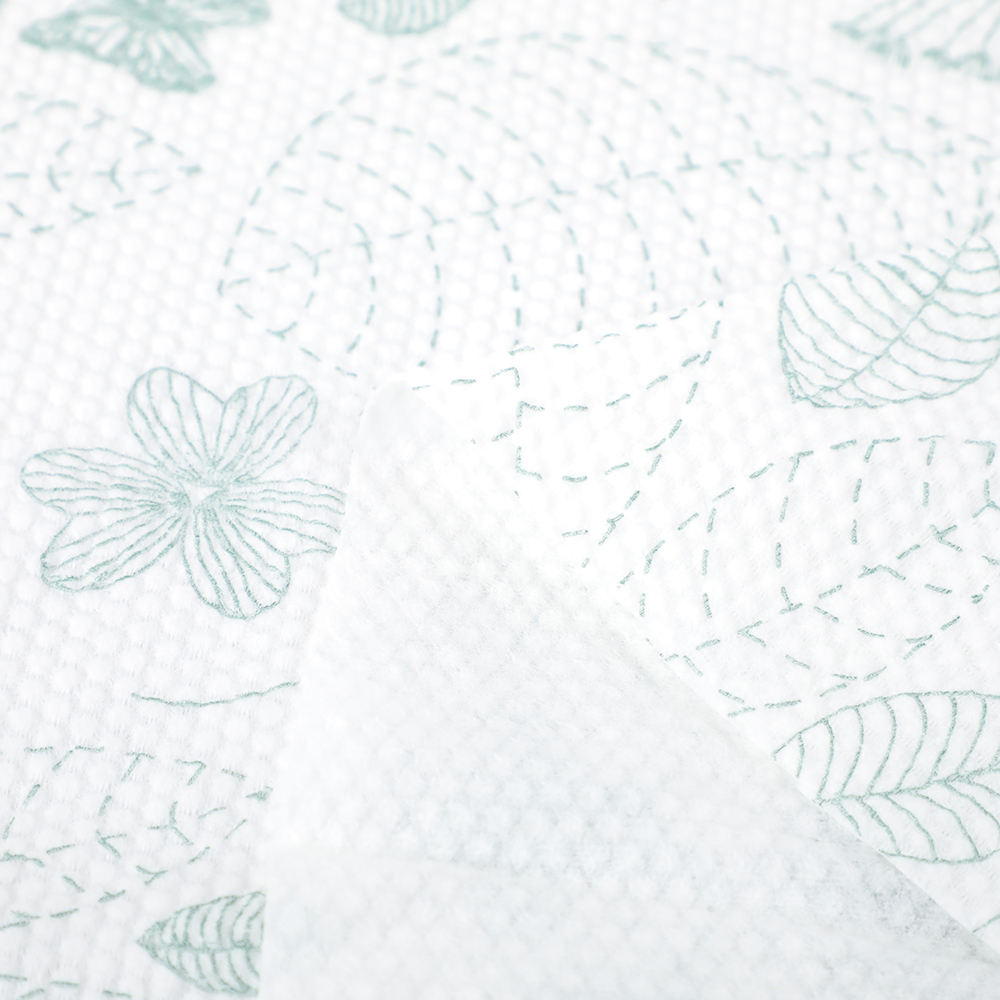 Customized Printed Dot Design Pattern Spunlace Nonwoven Fabric 100% Viscose Fiber for Breathable Disposable Bath Towel