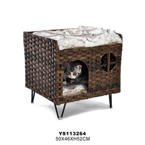 เตียงแมวทรงสูงดีไซน์ทันสมัยคุณภาพสูงจาก Petstar ทำจากหวายพร้อมเบาะรองนอน - Product Image 5