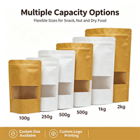 Sacs Doypack en papier kraft avec fenêtre et fermeture éclair pour snacks, gâteaux, pizzas et conservation alimentaire, Fournisseur d'usine