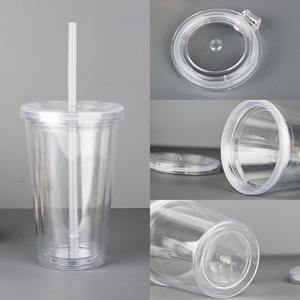 Bouteille d'eau en plastique réutilisable à double paroi sans BPA Atlas Wholesale 12/16/22/24 oz avec paille et couvercle à vis pour cadeaux d'affaires - Product Image 3