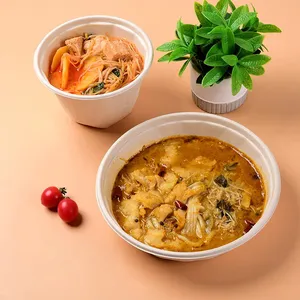 Biodegradable Disposable Compostable Round Paper Manufacturer Plates 16oz Soup Bagasse Salad Bowl Food Container
